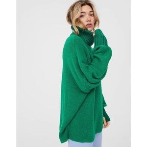 Aerie Offline Green Chillside Turtleneck Pullover Oversized Sweater, M
